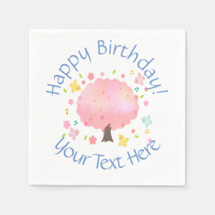 Spring Tree & Birds Custom Napkin