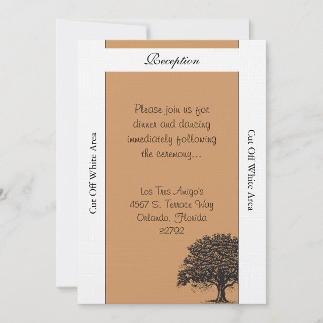 Spring Tree Brown/Black Wedding Reception Card (Front)