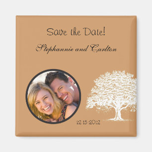 Spring Tree Brown/White Announcement Magnet