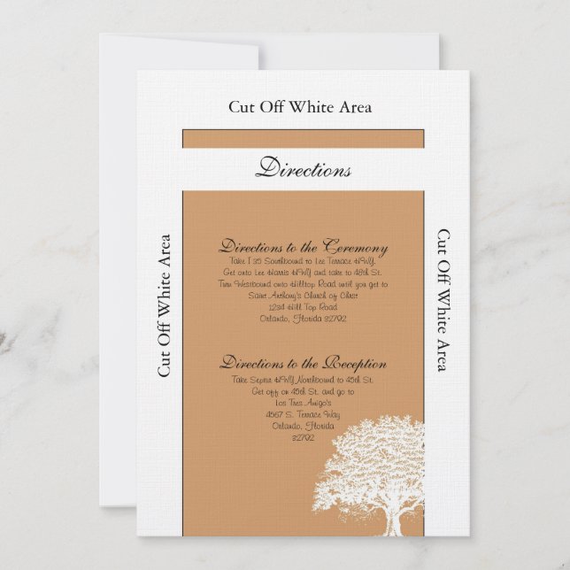 Spring Tree Brown/White Wedding Directions Card (Front)
