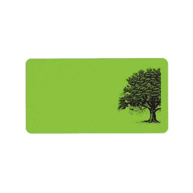 Spring Tree Green/Black Wedding Mailing Address Label (Front)