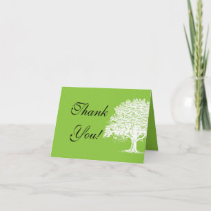 Spring Tree Green/White Folded Thank You Card
