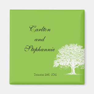 Spring Tree Green/White Magnet Favour