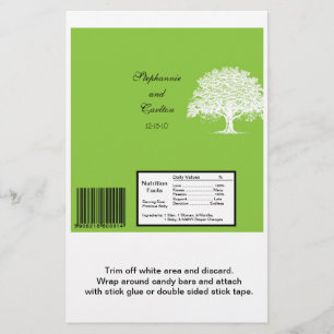 Spring Tree Green/White Wedding Large Bar Wrapper