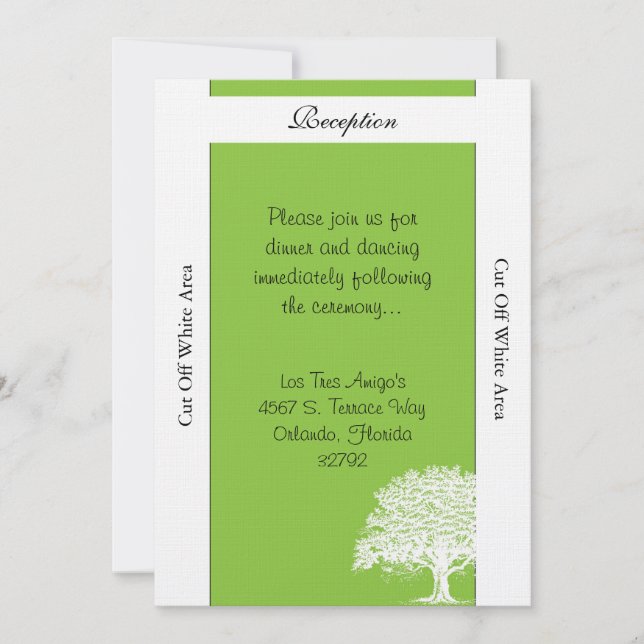 Spring Tree Green/White Wedding Reception Card (Front)