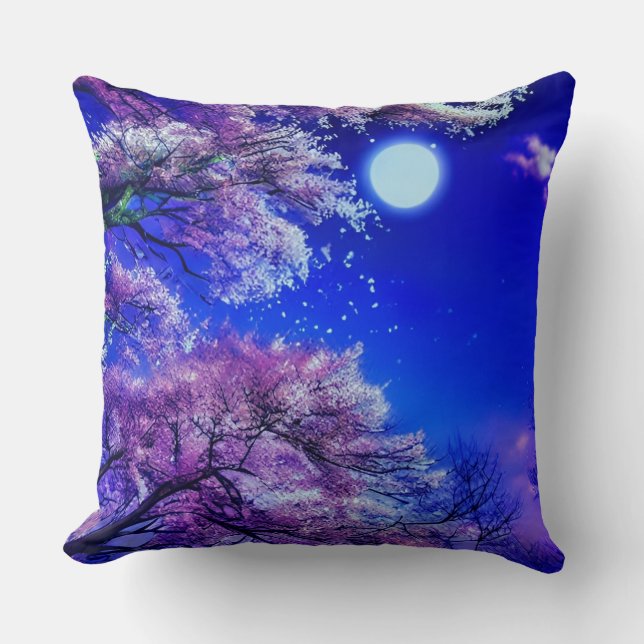 Spring tree, moon, blue sky.      cushion (Front)
