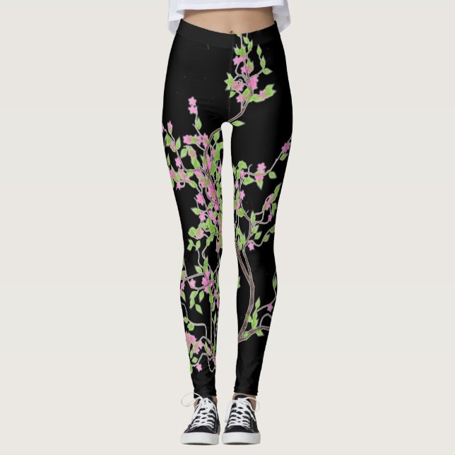 Spring Tree with Flowers Leggings (Front)