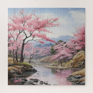 Spring Trees River Landscape Jigsaw Puzzle