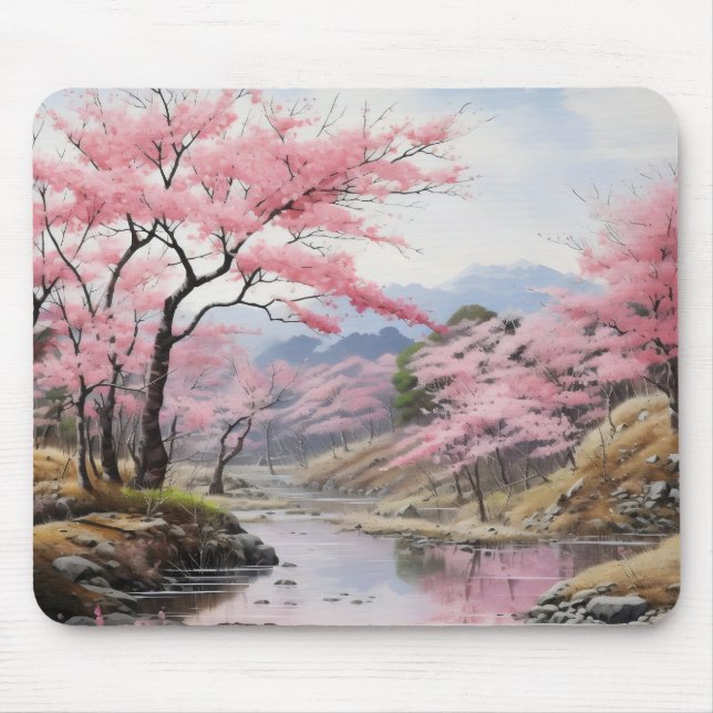Spring Trees River Landscape Mouse Mat (Front)