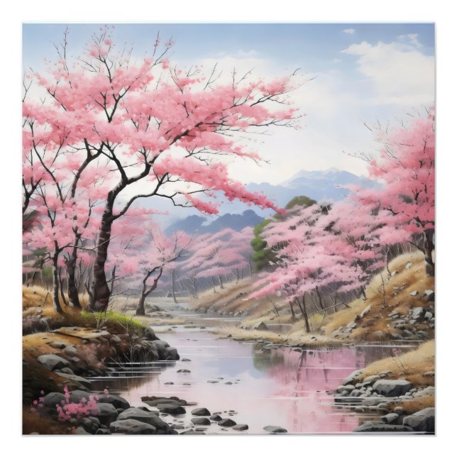 Spring Trees River Landscape Photo Print (Front)