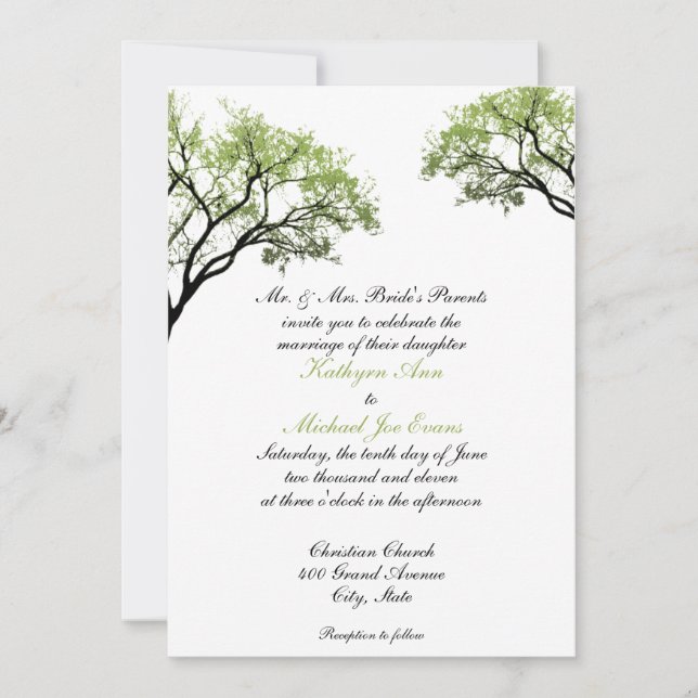 Spring Trees Wedding Invitation (Front)