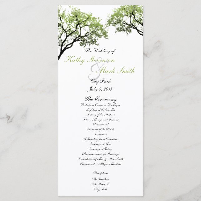 Spring Trees Wedding Program Programme (Front)
