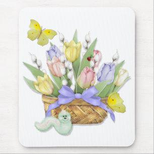 Spring Tulip Basket Mouse Mat
