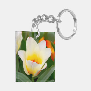 Spring Tulip Close-Up Photo Key Ring