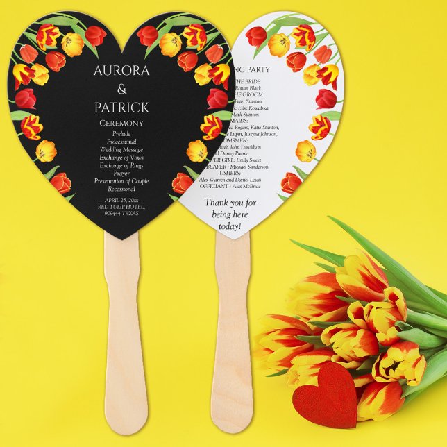 Spring Tulip Colourful Wedding Ceremony Program Hand Fan (Spring Tulip Colorful Wedding Ceremony Program Hand Fan)