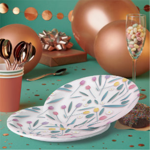 Spring Tulip & Daisy Paper Plates