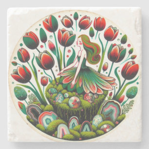 spring tulip fairy                                 stone coaster
