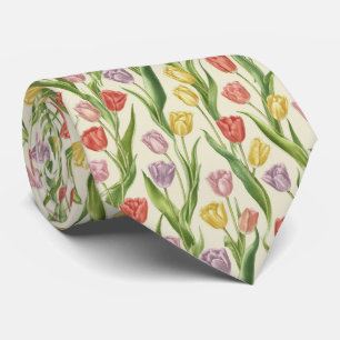 Spring Tulip Field Floral Pattern Tie
