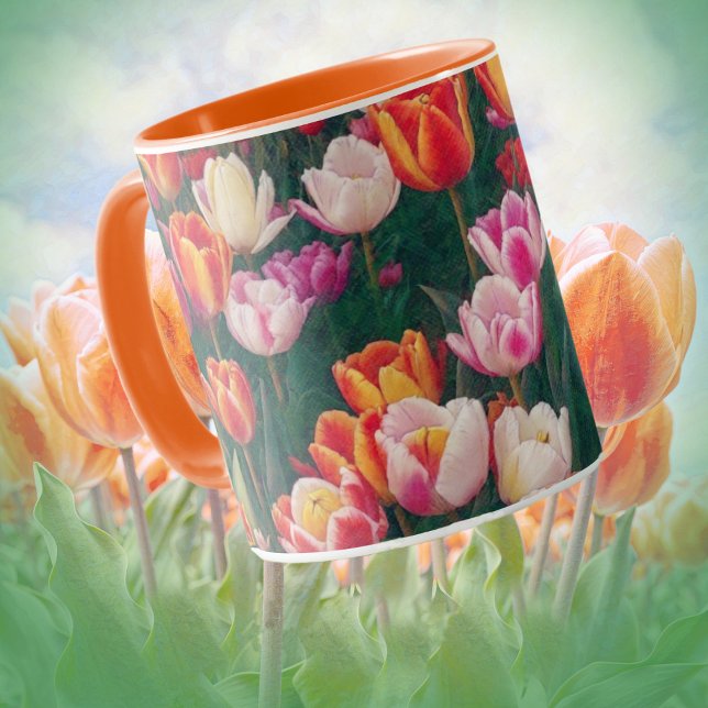 Spring Tulip Garden Art Mug Cup (Tulip Garden Art Mug.)