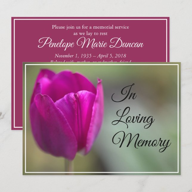 Spring Tulip Memorial Service Funeral Announcement (Front/Back)
