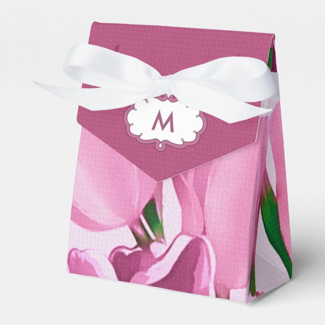 Spring Tulip Painting Custom Monogram  Favour Box (Front Side)