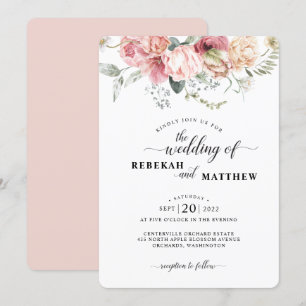 Spring Tulip Watercolor Bouquet Wedding Invitation