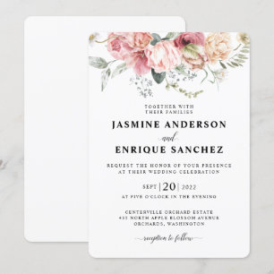 Spring Tulip Watercolor Bouquet Wedding Invitation