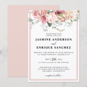 Spring Tulip Watercolor Bouquet Wedding Invitation