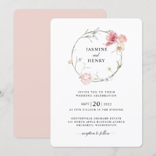 Spring Tulip Watercolor Bouquet Wedding Invitation