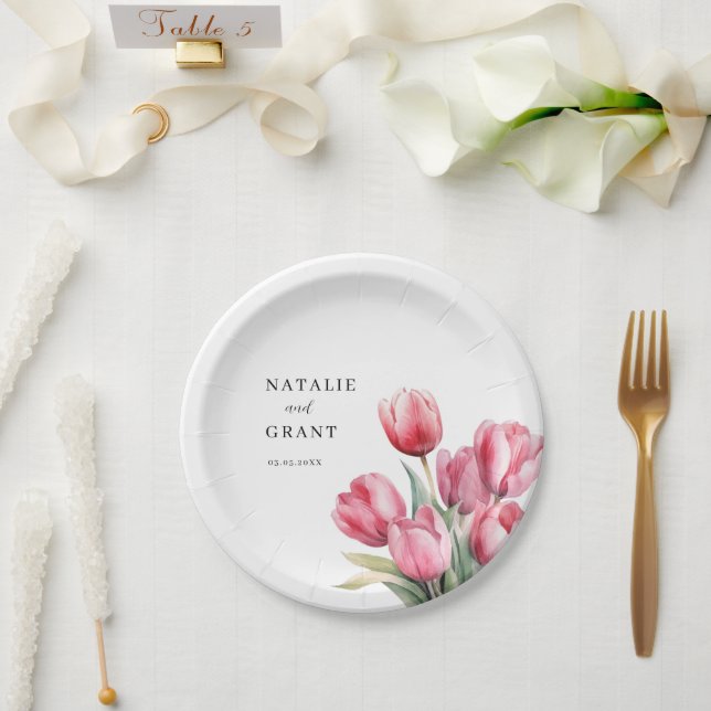 Spring Tulip Wedding Paper Plate (Wedding)