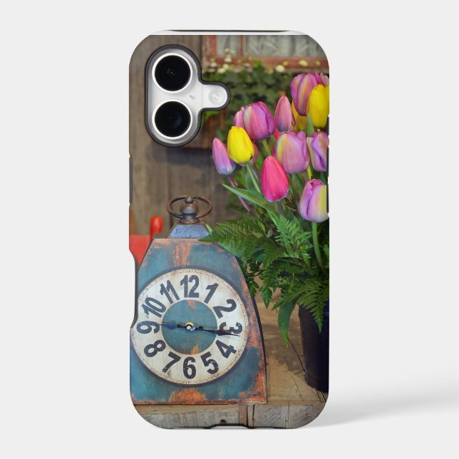 Spring tulips and clock iphone case (Back)
