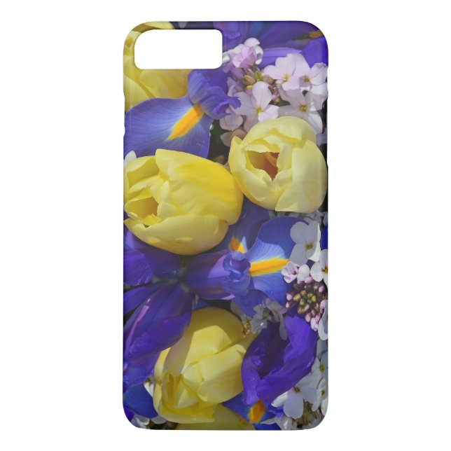 Spring tulips and iris flowers iphone case (Back)