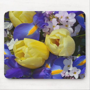 Spring tulips and irises flowers mousepad