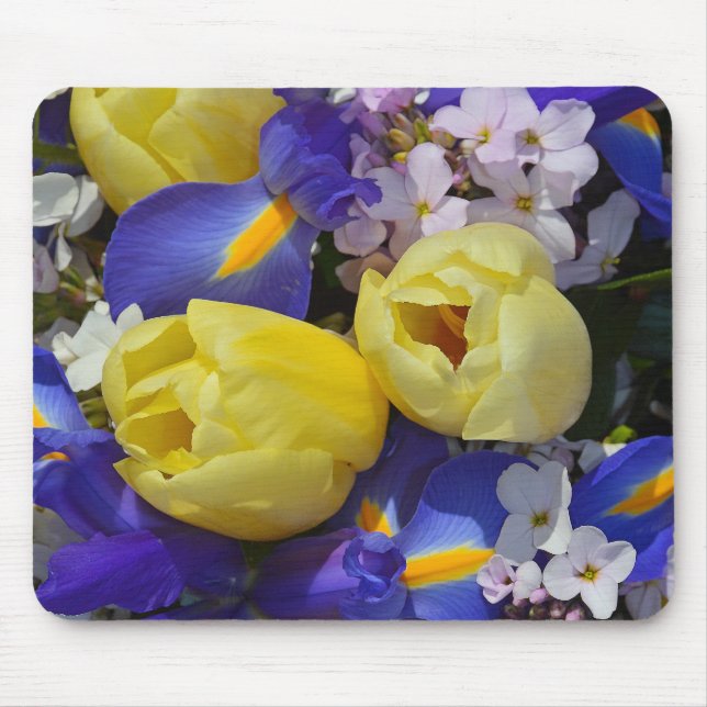 Spring tulips and irises flowers mousepad (Front)