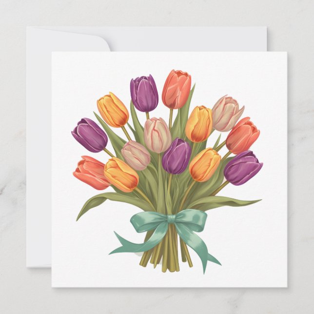 Spring Tulips Bouquet Invitation (Front)