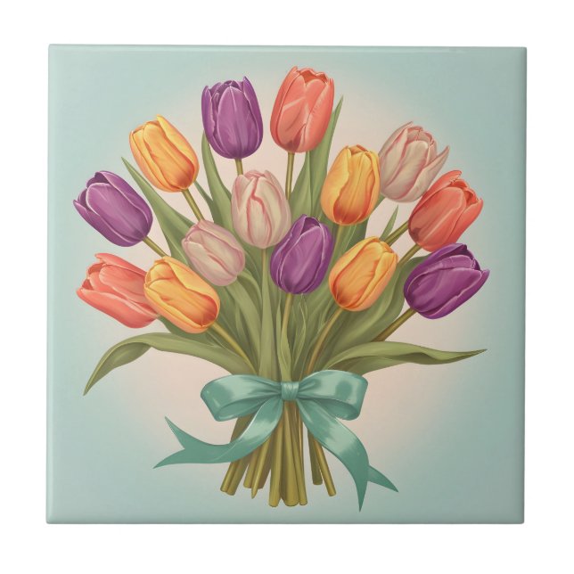 Spring tulips bouquet tile (Front)