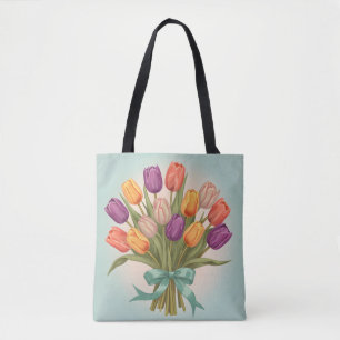 Spring tulips bouquet tote bag
