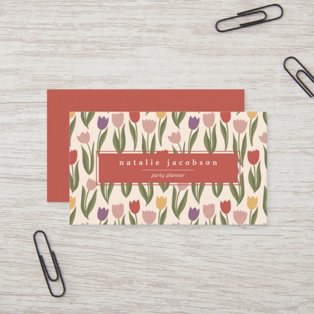 Spring Tulips Business Card (Front/Back In Situ)