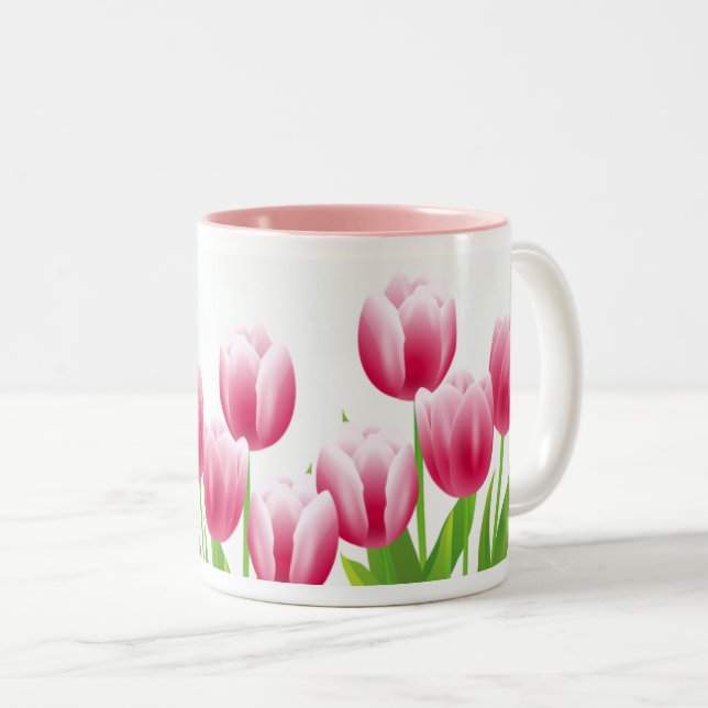 Spring Tulips Easter Gift  Two-Tone Coffee Mug (Front Right)