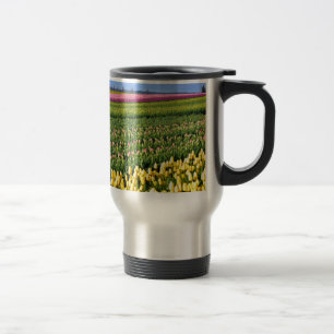 Spring tulips field travel mug