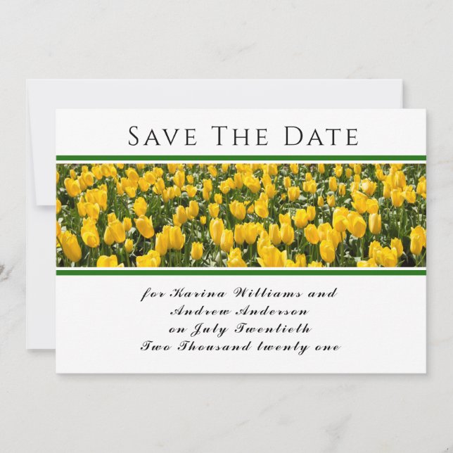 Spring Tulips Flat Save The Date Card (Front)
