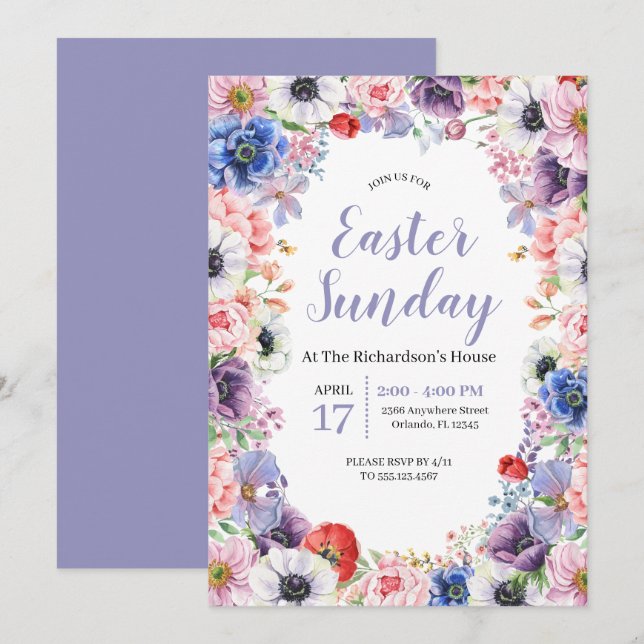 Spring Tulips Floral Easter Celebration Invitation (Front/Back)
