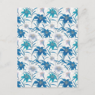 Spring Tulips Floral Lilac Blue Postcard