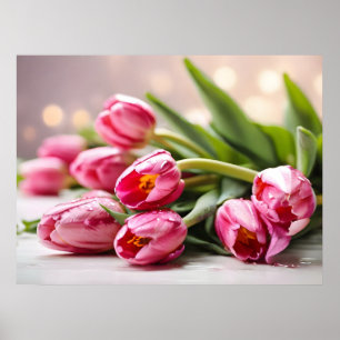 Spring tulips for Valentines day Poster