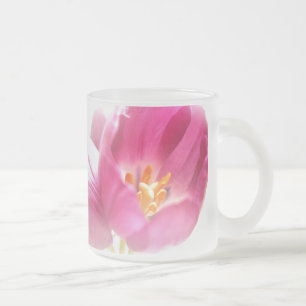 Spring Tulips Frosted Glass Mug
