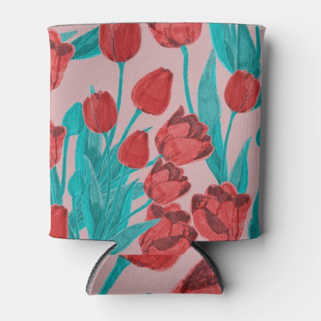 Spring tulips, hand-drawn floral pattern can cooler (Front)