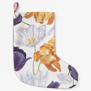 Spring tulips, large floral background. small christmas stocking