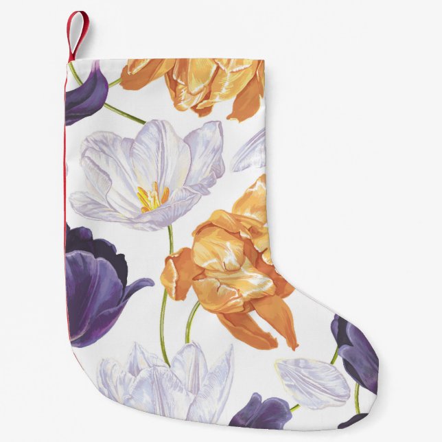 Spring tulips, large floral background. small christmas stocking (Front)