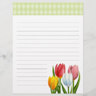 Spring Tulips Lined Letterhead