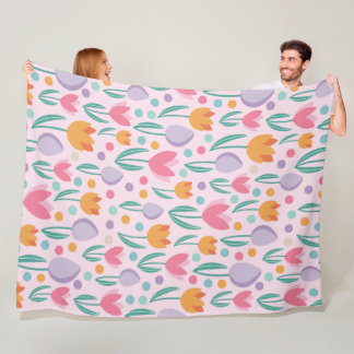Spring Tulips Pattern Fleece Blanket